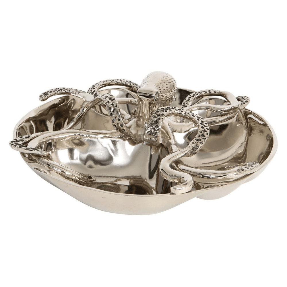 Octopus Four section server, H10 x W38 x D38cm, Nickel Plated Aluminium