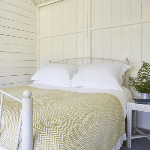 Image showing the Herringbone Blanket, 250cm x 130cm, Gooseberry product.
