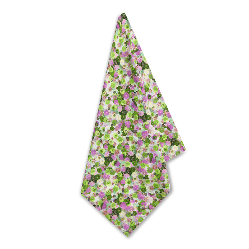 Le Marché aux Fleurs Linen Napkin, 50cm x 50cm, Purple/Pink/Green