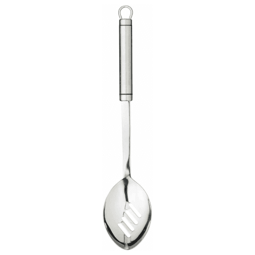 Image showing the Oval Handled Slotted spoon, stainless steel product.
