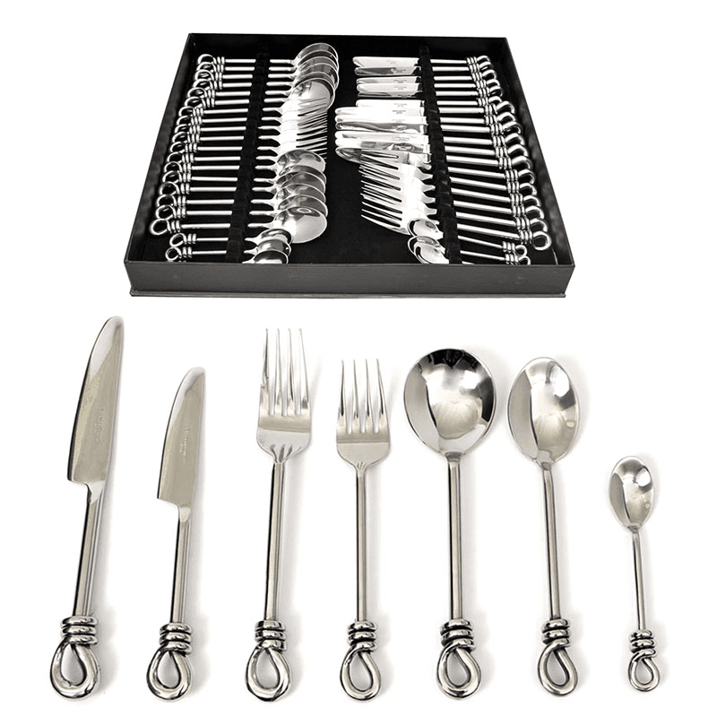 Polished Knot 42 Piece Cutlery Set, Silver