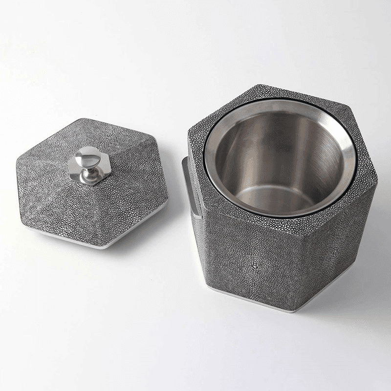 Ice Bucket, Charcoal Shagreen