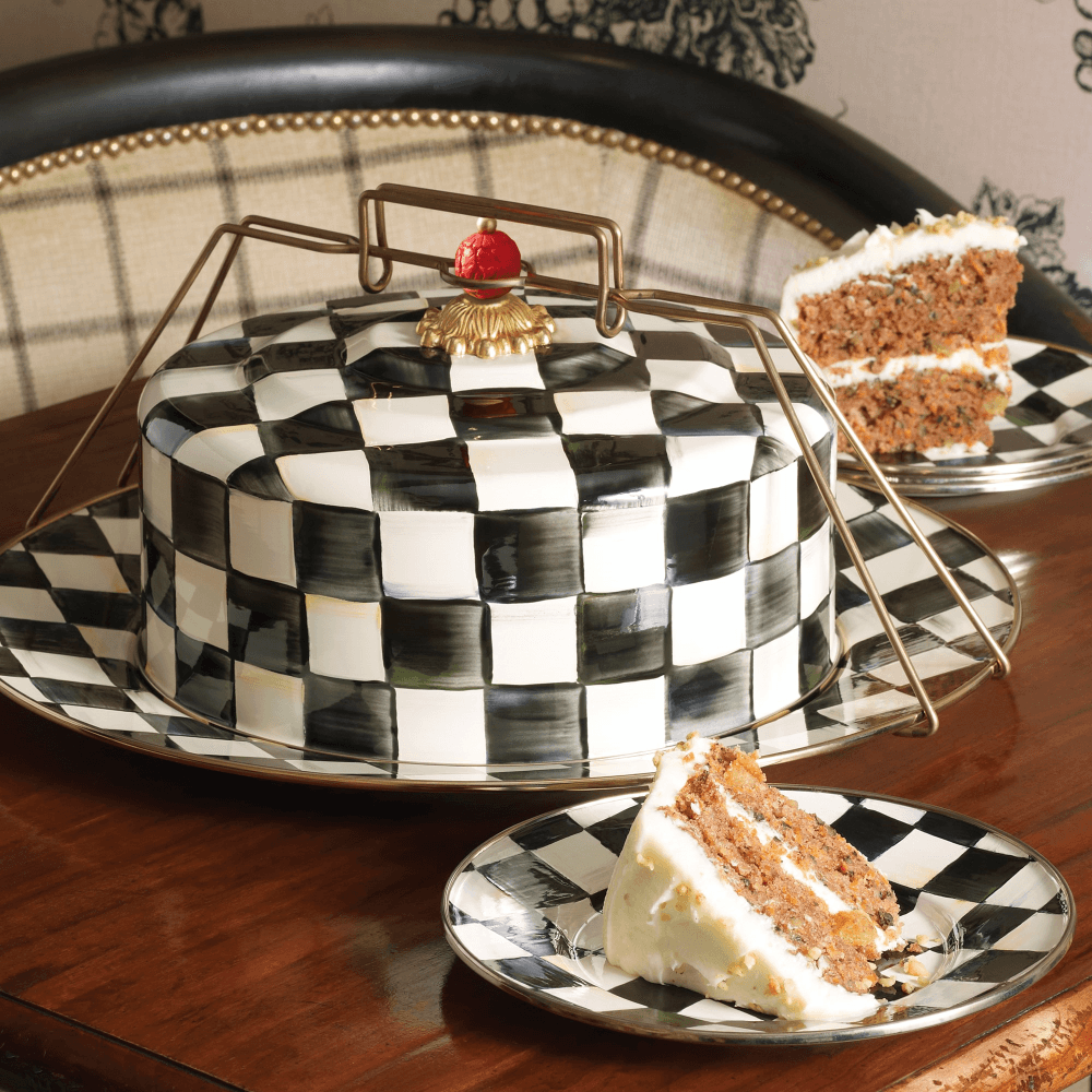 Courtly Check Cake carrier, 41 x 18cm, Enamel