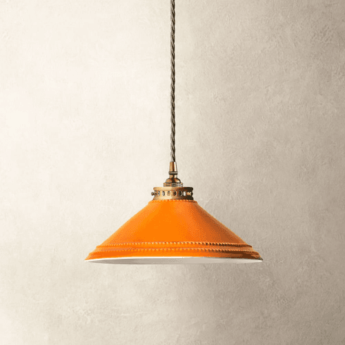 Image showing the Ted Ceramic Shade with Antiqued Brass Gallery, D29.5cm, Orange product.
