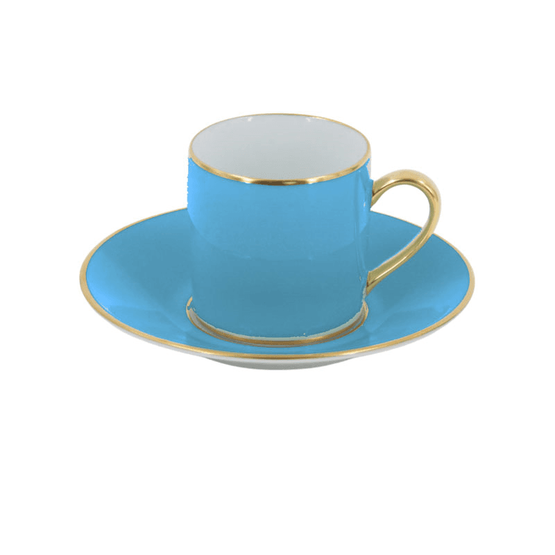 Sous Le Soleil Empire Coffee Cup & Saucer, 90ml, Matt Gold Classic Turquoise