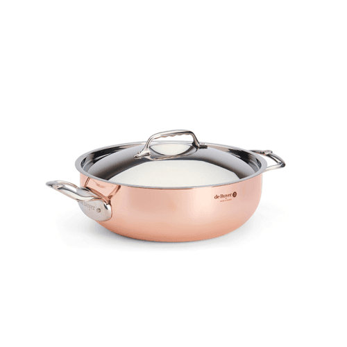 Image showing the Prima Matera Rounded Saute Pan with Lid, 28cm, Copper product.