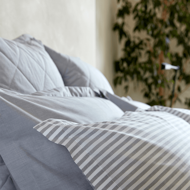 Lerwick Stripe Duvet Set, Double, Silver