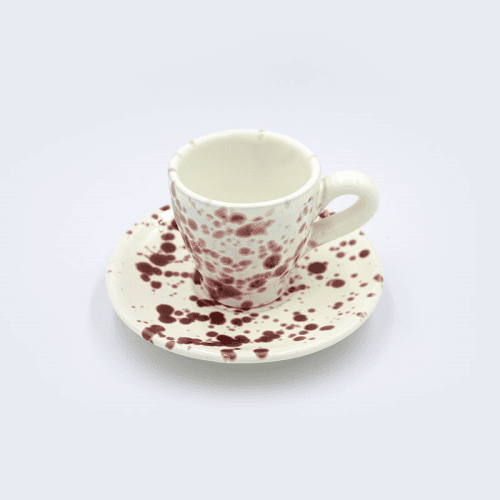 Image showing the Splatter Espresso Cup & Saucer, D6.5cm, Cranberry product.