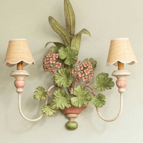 Image showing the Raffia Scallop Candle Lampshade, Cream Trim product.
