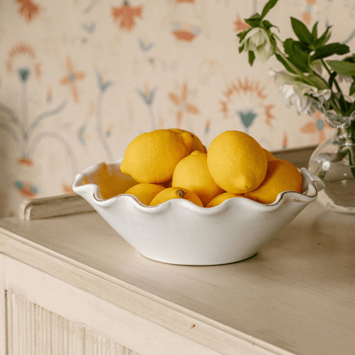Image showing the Ruffle Ceramic Bowl, Medium, White product.