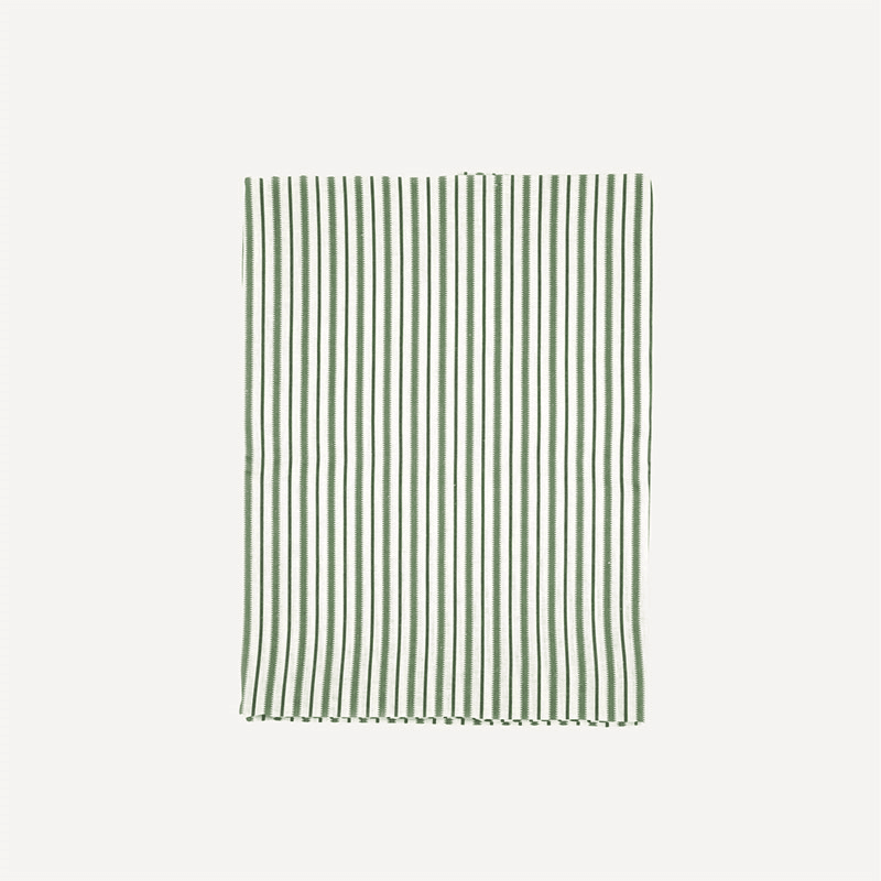 Victoria Striped Linen Tablecloth, 160 x 260cm, Fir Green