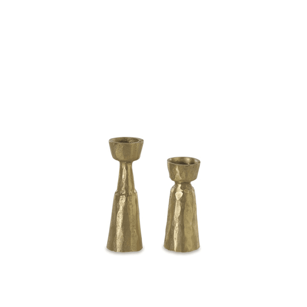 Jahi Candlestick - large, H10.5 x D3.5cm, Brushed Gold Brass