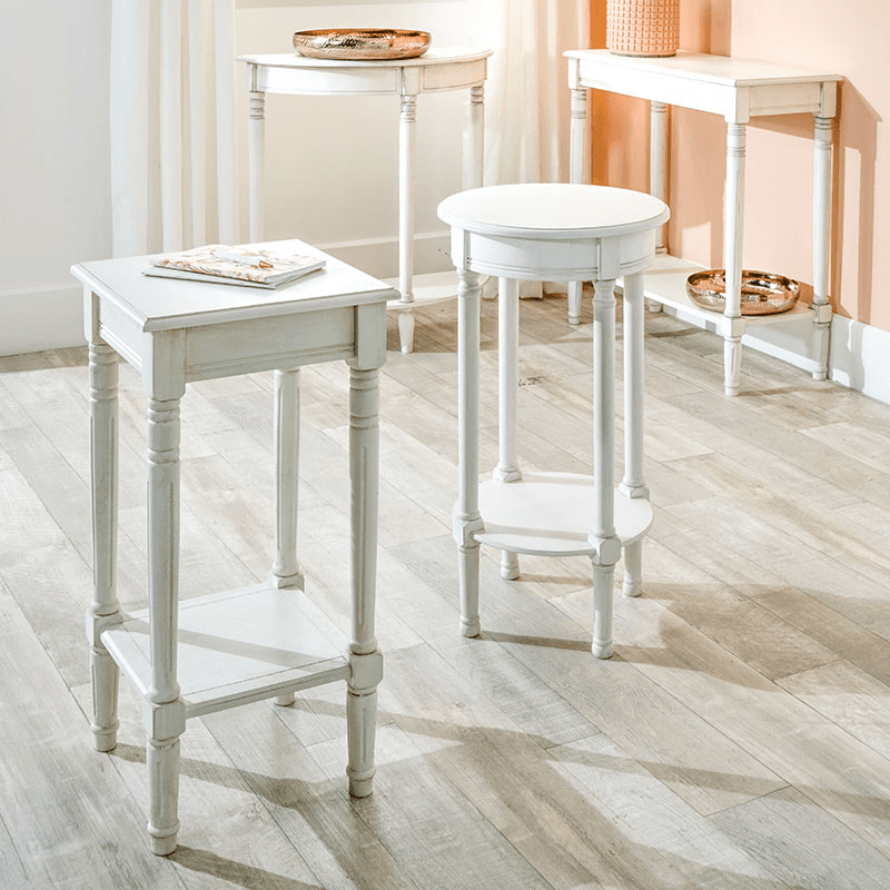 Heritage Accent Table with Shelf, Elizabeth White