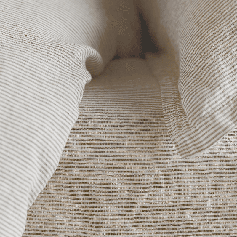 Sid Stripe Linen Duvet Cover, King, Natural Stripe
