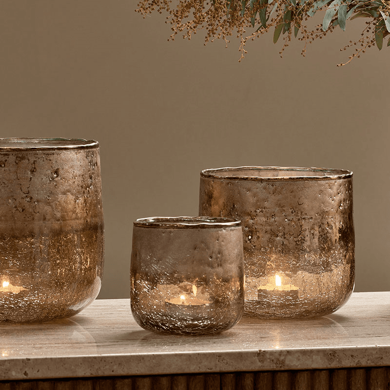 Konara Tealight Holder, D9cm, Copper Smoke