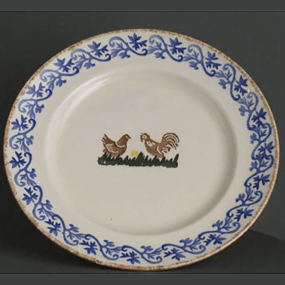 Cock & Hen Plate, 25cm