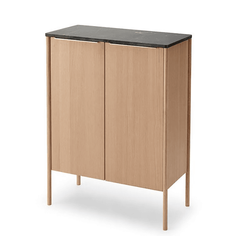 Jut Indoor High Cabinet, Marble / Black