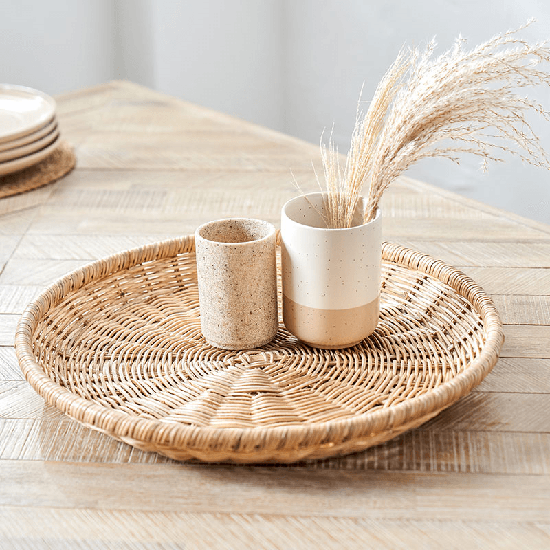 Rattan Round Tray, D43cm, Natural