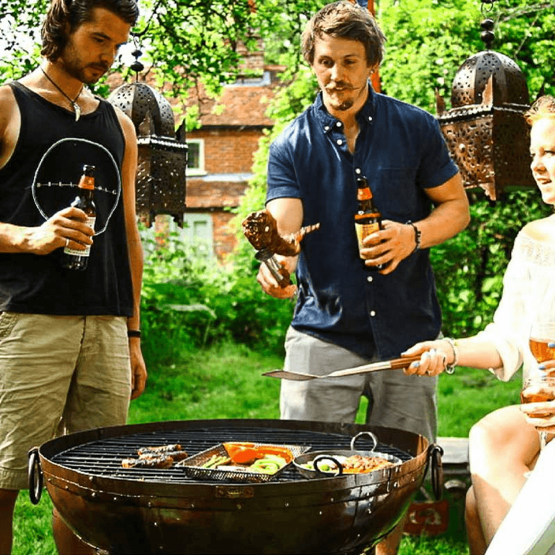 Recycled Kadai Firebowl with Low Stand, 60cm, Brown