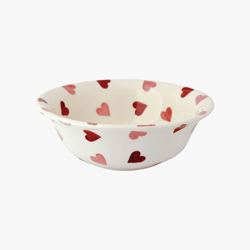 Image showing the Pink Hearts Cereal Bowl, D16.5cm, Cream product.