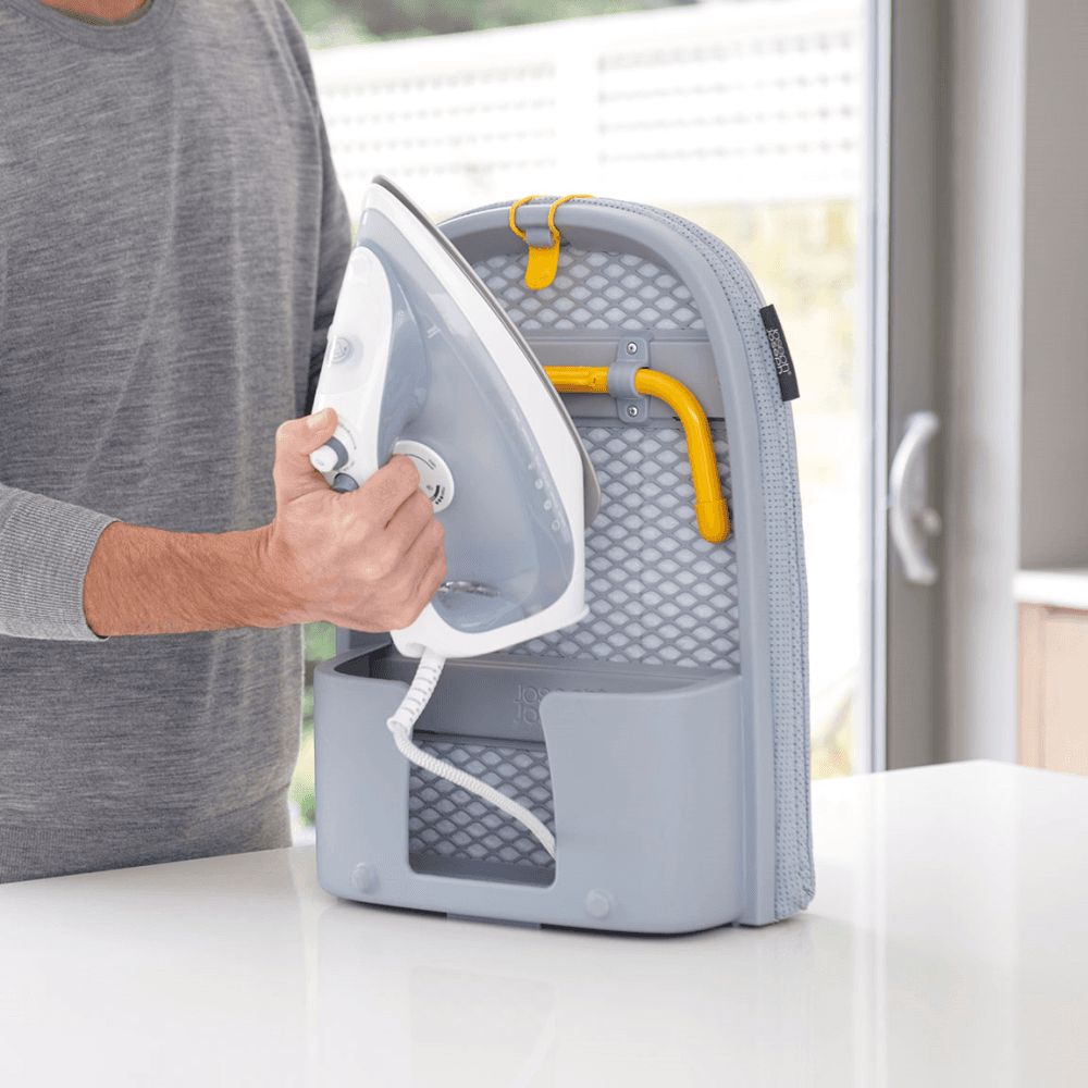 Pocket Folding Table Top Ironing Board Grey/yellow