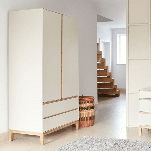 Image showing the Lars Two Door Wardrobe, H191 x W100cm, Cashmere and Oak product.