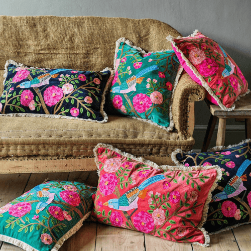 Image showing the Song Bird Cushion, 45 x 45cm, Navy product.