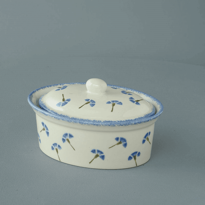 Cornflower Oval Butter Dish, 400ml