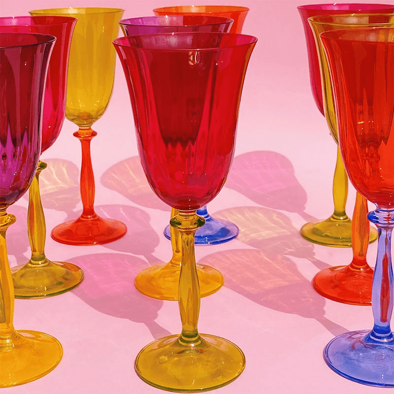 Colourblock Set of 4 Wine Glasses, Multi
