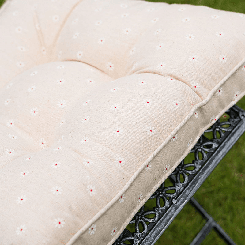 Daisy Square Seat Pad, 40 x 40cm, Ecru