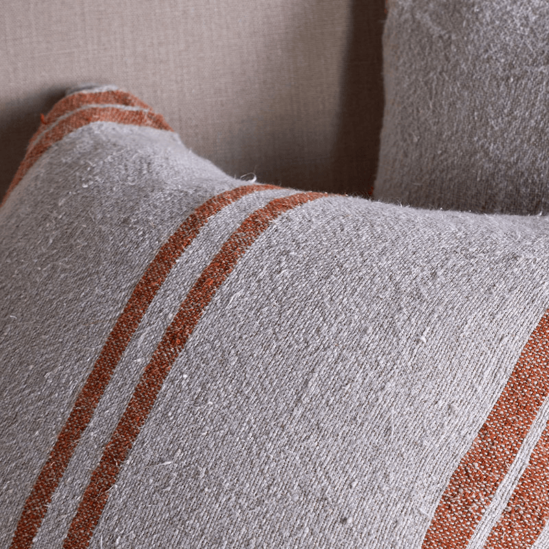 Tajana Linen Stripe Cushion Cover, 50 x 50cm, Rust