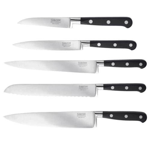 Image showing the Oak Rounded Knife Block with 5 Sabatier Knives product.