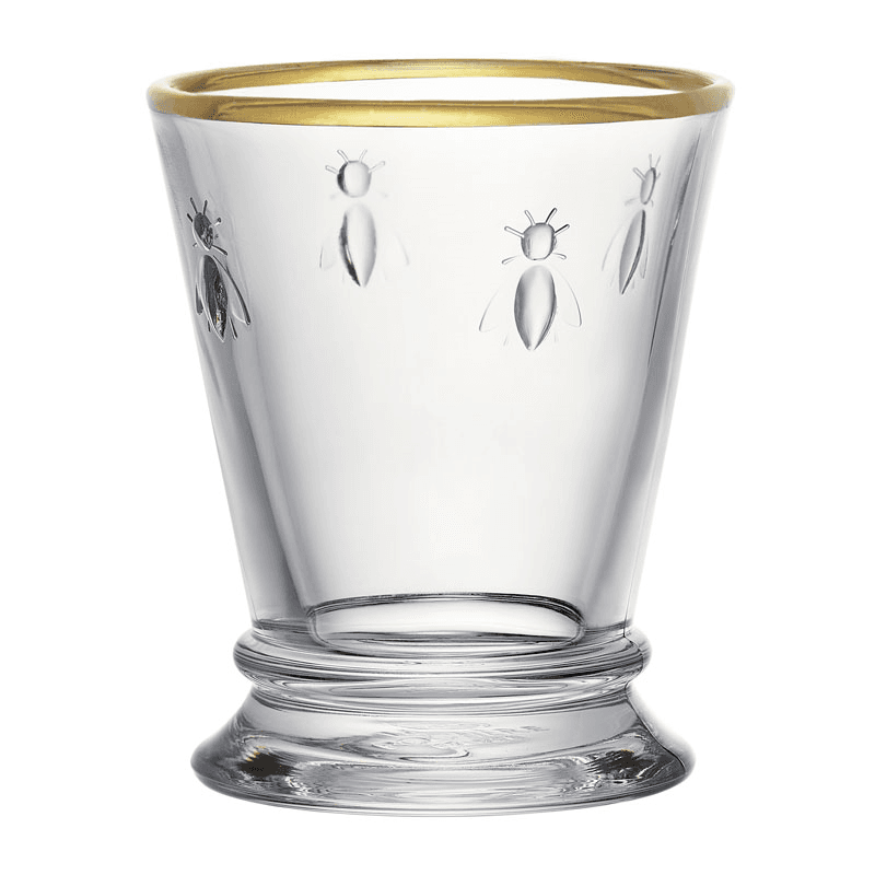 Bee Set of 4 Tumblers, 260ml, Clear with Gold Rim