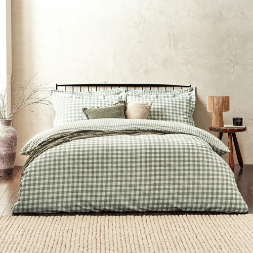 Image showing the Barton Gingham King Size Duvet Cover Set, Forest product.