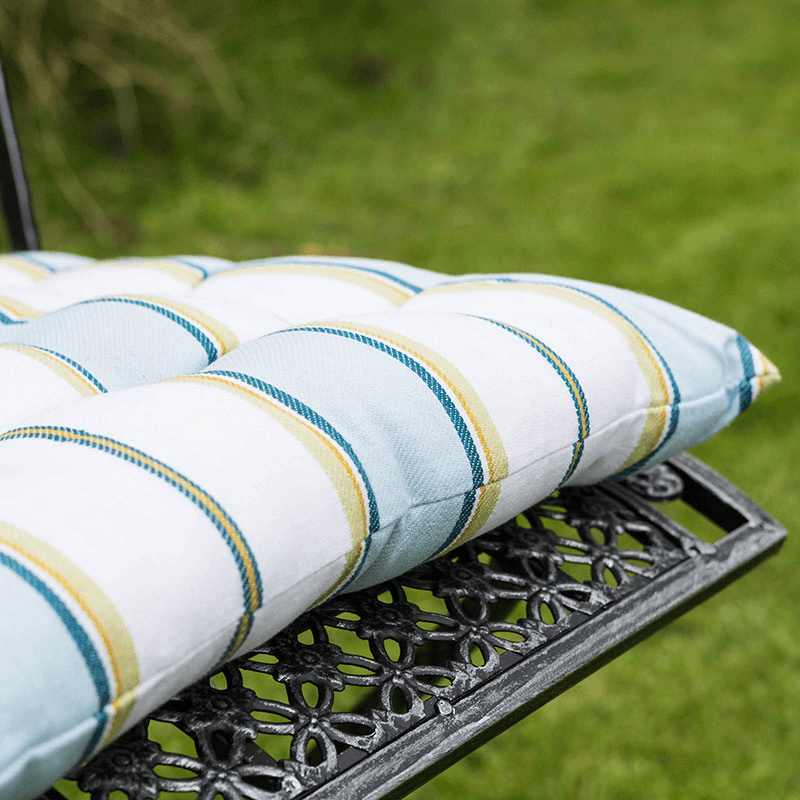 Buff Square Seat Pad, 40 x 40cm, Blue Stripe