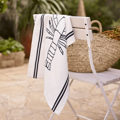 Image showing the Lobster Tea Towel, 50 x 70cm, White/Blue product.