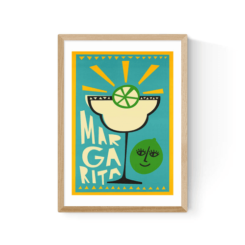 Image showing the Fox and Velvet Margarita Art Print, H44 x W32cm, Turquoise product.