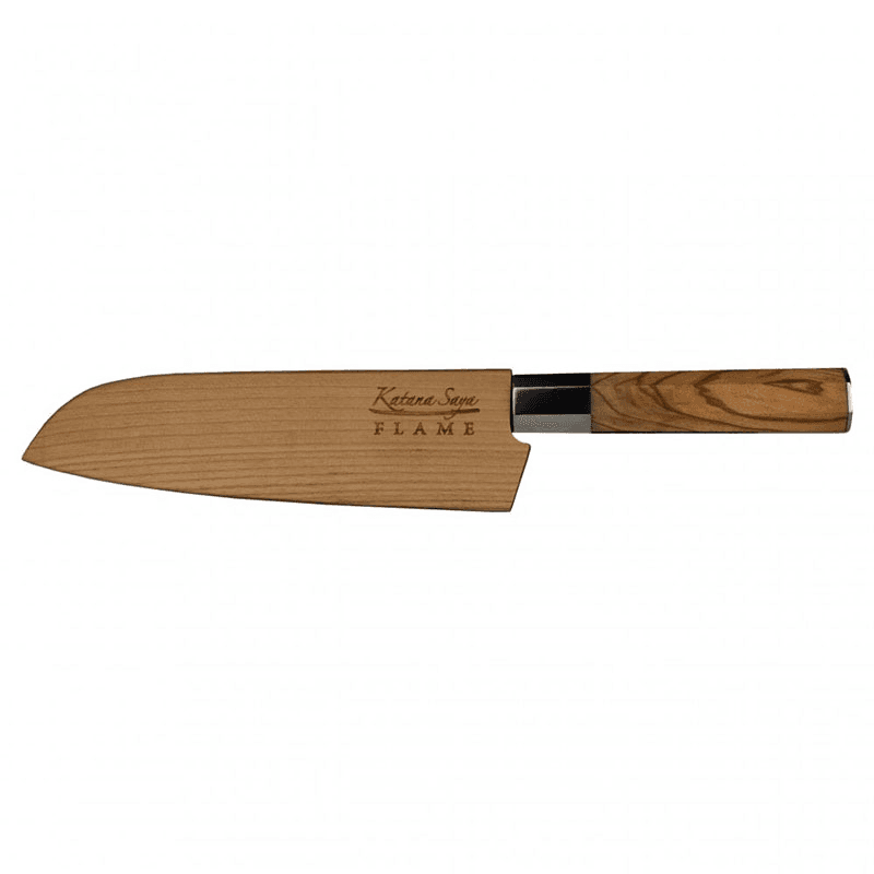 Flame Santoku Knife, 18cm, Olive Wood