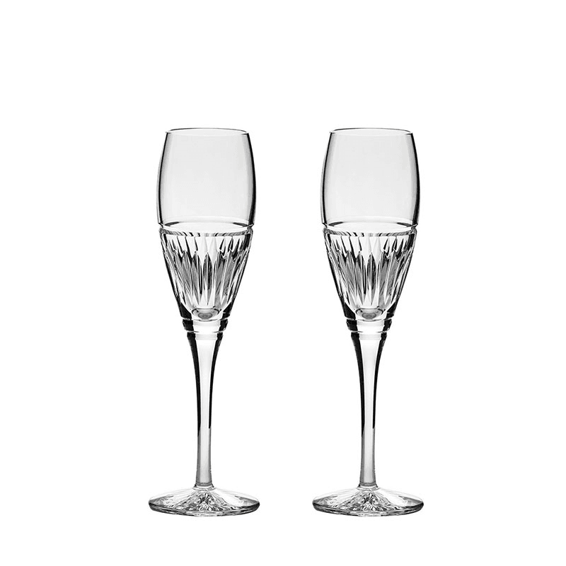 Art Deco Set of 2 Champagne Flutes, 170ml, Clear