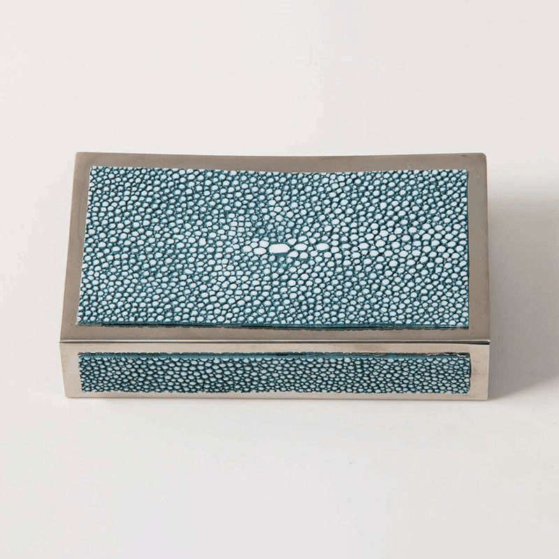 Large Match Box Holder, 13 x 7cm, Teal Shagreen