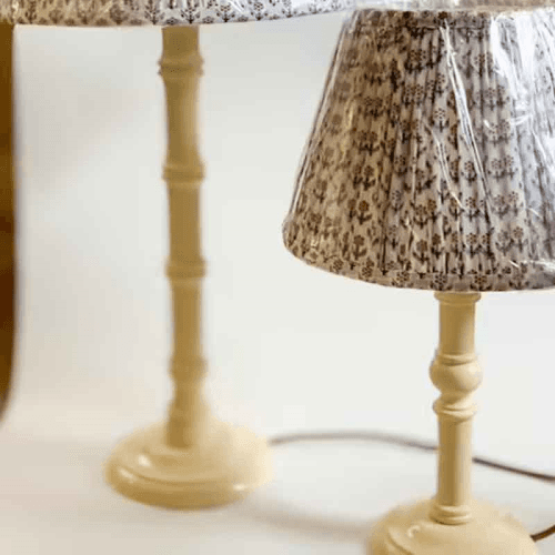 Image showing the Short Truncus Lacquered Hand Carved Lamp Base, Farrows Cream, 25cm product.