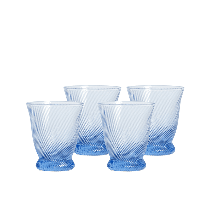 Spiral Set of 4 Tumbler Glasses, 175ml, Light Blue