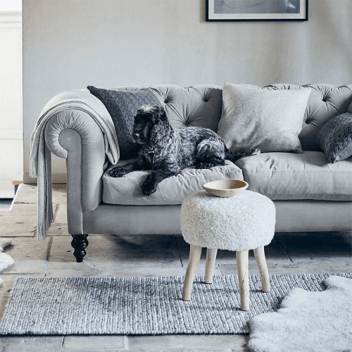 Image showing the Sheepskin Stool, H47cm x W40cm, Pearl product.