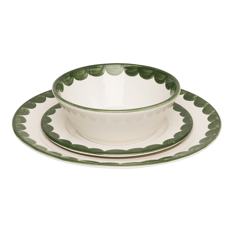 Scallop Set of 2 Dinner Plates, 28cm, Green