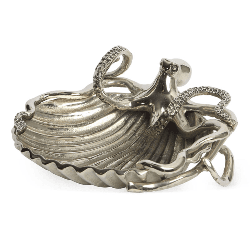 Image showing the Octopus Shell dish, D24 x H11cm, Silver product.