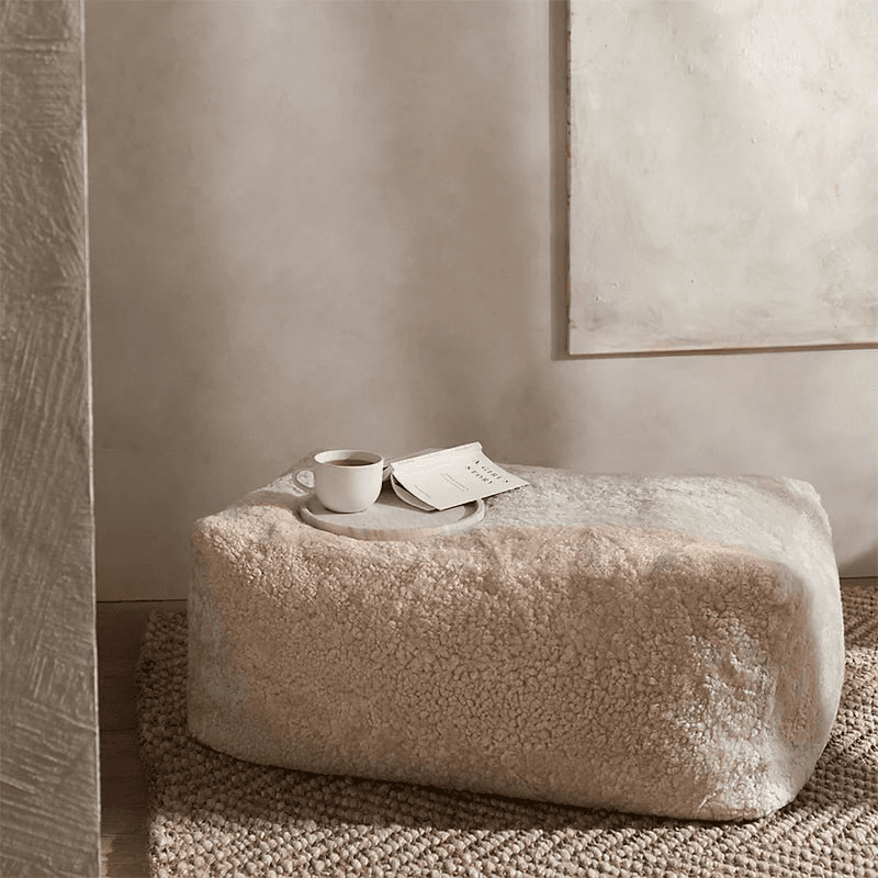 Sheepskin Sheepskin Oblong Pouffe, Pearl