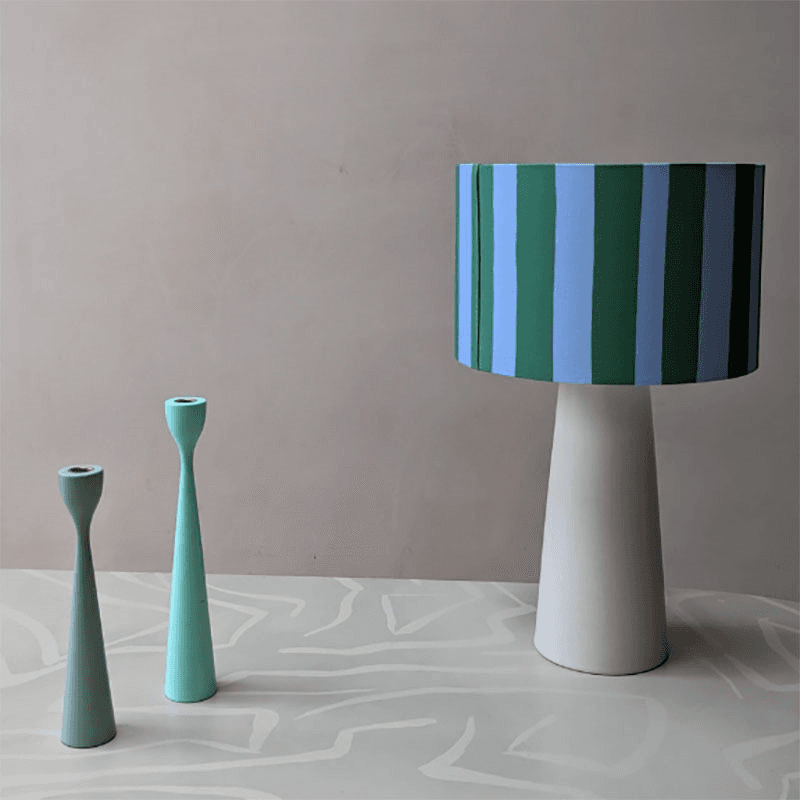 Stripe Drum Shade, 35cm, Blue & Green
