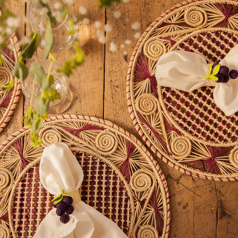 Sandra Set of 2 Woven Placemats, D35cm, Mulberry
