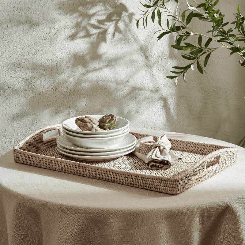 Ashcroft Medium breakfast tray, L64 x W43 x H9cm, Rattan