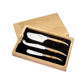 Image showing the Laguiole 3-piece Cheese Set, Olive Wood Handles product.